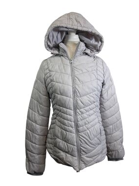 Xersion Light Gray Quilted Hooded Puffer Jacket